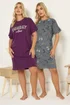 Yours 2 Pack Curve Burgundy Red 'Sunday Vibes' Sleep Tee Nightdresses - Size 22-24 Image 1