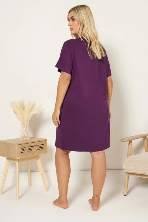 Yours 2 Pack Curve Burgundy Red 'Sunday Vibes' Sleep Tee Nightdresses - Size 22-24 Image 4