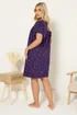 Yours Curve Purple Moon Print Placket Nightdress - Size 30-32 Image 4