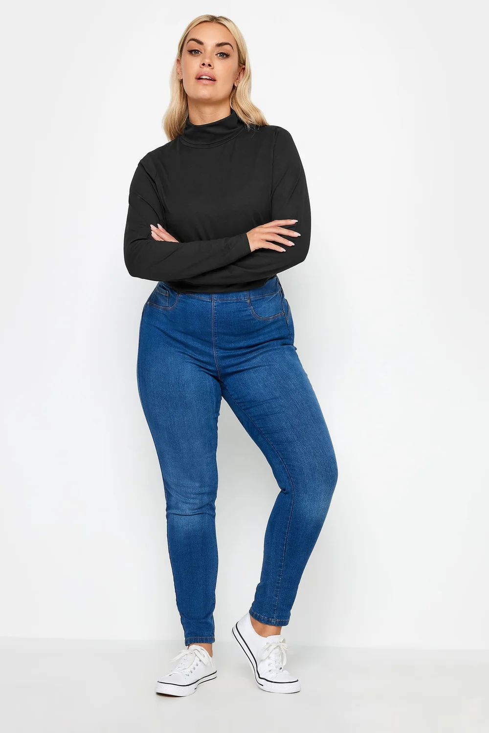 Yours Curve Black Long Sleeve Turtle Neck Top - Size 26-28 Image 2
