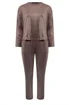 Yours Curve Brown Super Luxe Pyjama Set - Size 26-28 Image 5