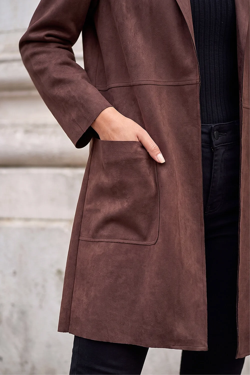 Roman Chocolate Petite Faux Suede Pocket Jacket - 16 Image 4