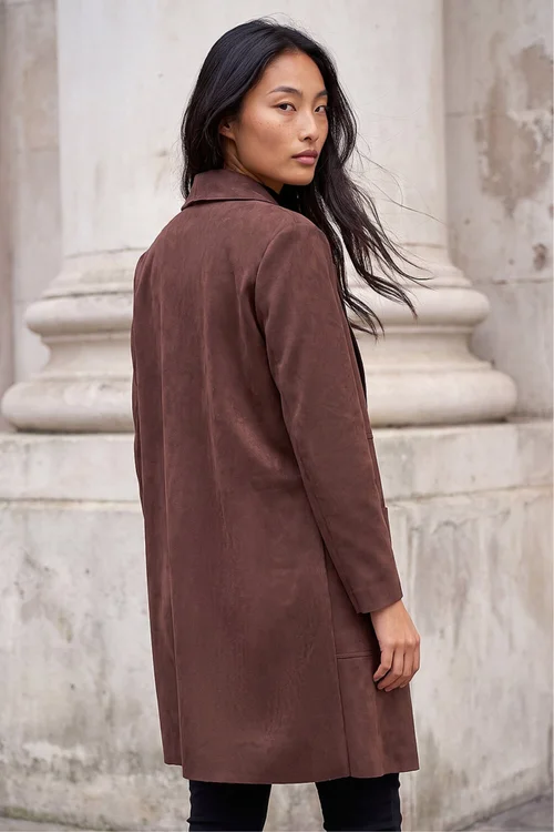 Roman Chocolate Petite Faux Suede Pocket Jacket - 16 Image 2