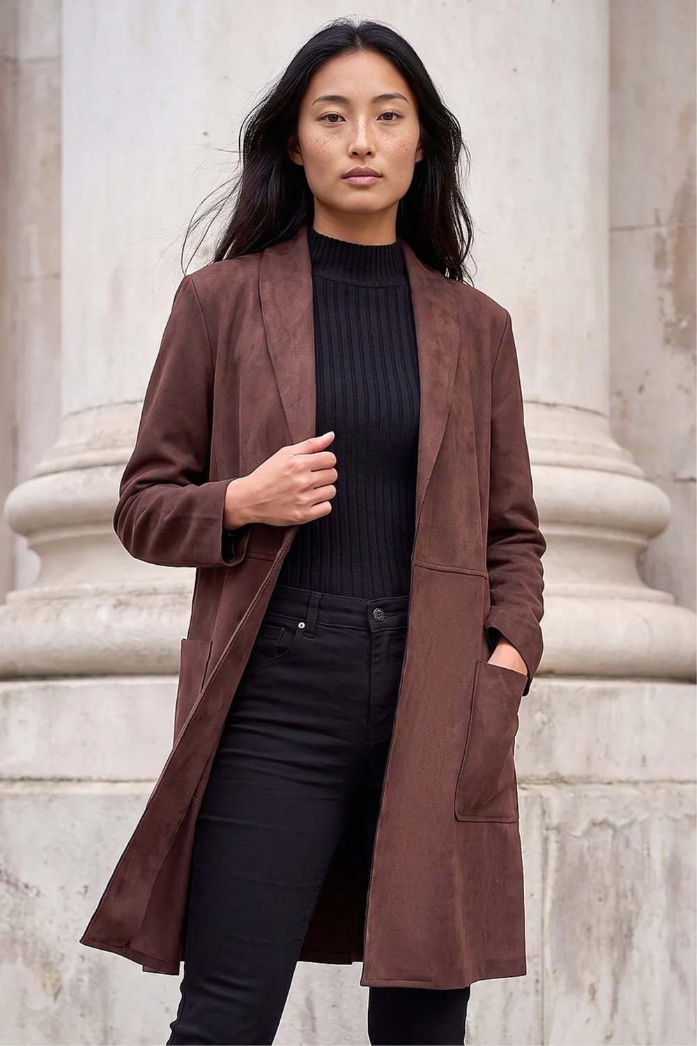 Roman Chocolate Petite Faux Suede Pocket Jacket - 16 Image 1