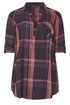 Yours Curve Navy Blue & Pink Check Overhead Shirt - Size 26-28 Image 5