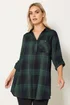 Yours Curve Dark Green Check Overhead Shirt - Size 20 Image 1