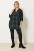 Yours Curve Dark Green Check Overhead Shirt - Size 20 Image 2