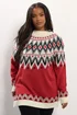Yours Curve Red Fairisle Knitted Jumper - Size 14-16 Image 2