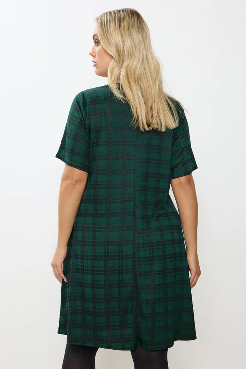 Yours Curve Green Check Mini Dress - 18 Image 3