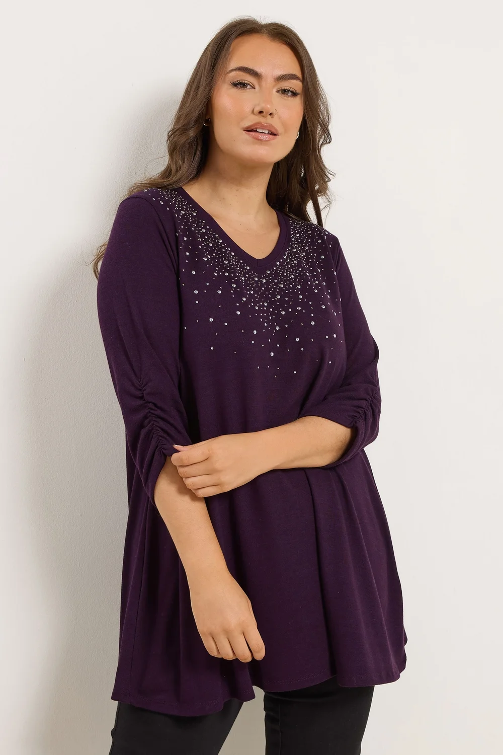 Yours Curve Purple Stud Swing Top - Size 18 Image 1