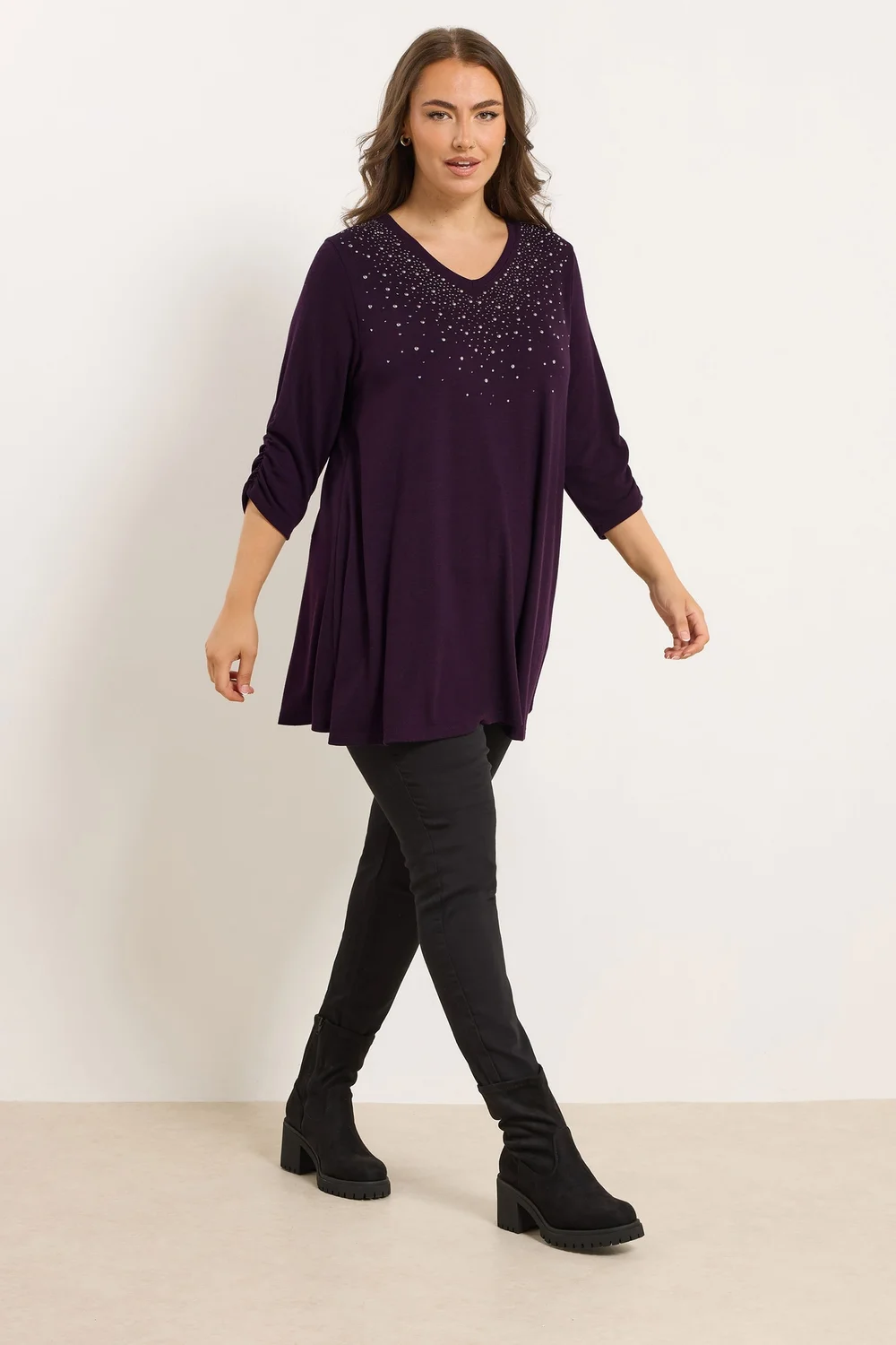 Yours Curve Purple Stud Swing Top - Size 18 Image 2