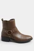 Yours Brown Faux Leather Buckle Ankle Boots In Standard Fit - Size 4 Image 3