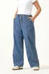 Yours Curve Mid Blue Seam Front Wide Leg Jeans - 20 Image 1