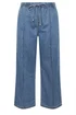 Yours Curve Mid Blue Seam Front Wide Leg Jeans - 20 Image 5