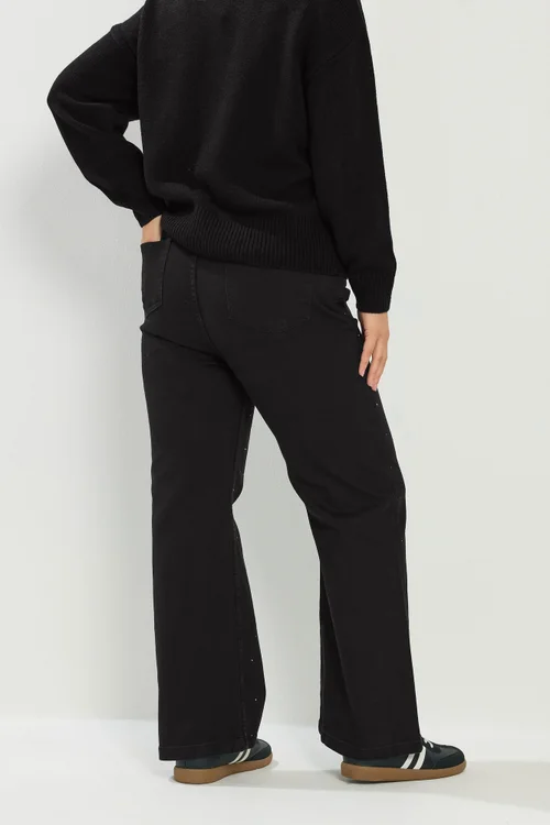 Yours Curve Black Studded Wide Leg Jeans - 16 Image 3