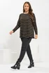 Yours Curve Black Stripe Ribbed Swing Top - Size 30-32 Image 2