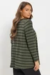 Yours Curve Khaki Green Stripe Ribbed Swing Top - Size 22-24 Image 3