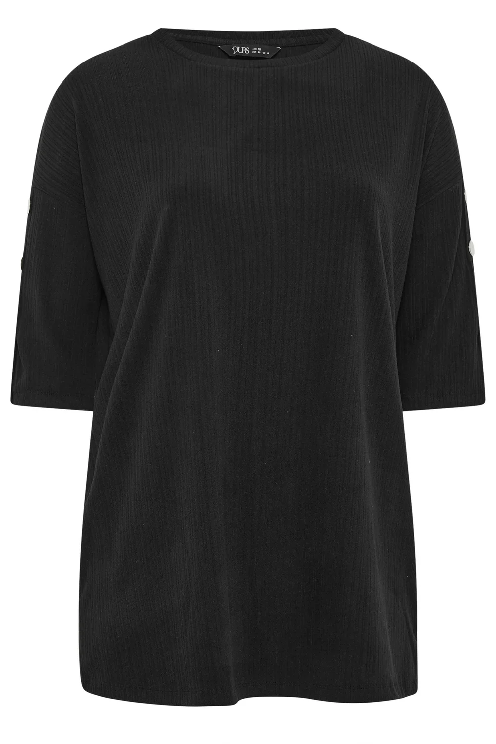 Yours Curve Black Soft Touch Button Top - Size 20 Image 2