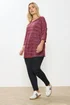 Yours Curve Burgundy Red Knitted Side Button Top - Size 26-28 Image 2