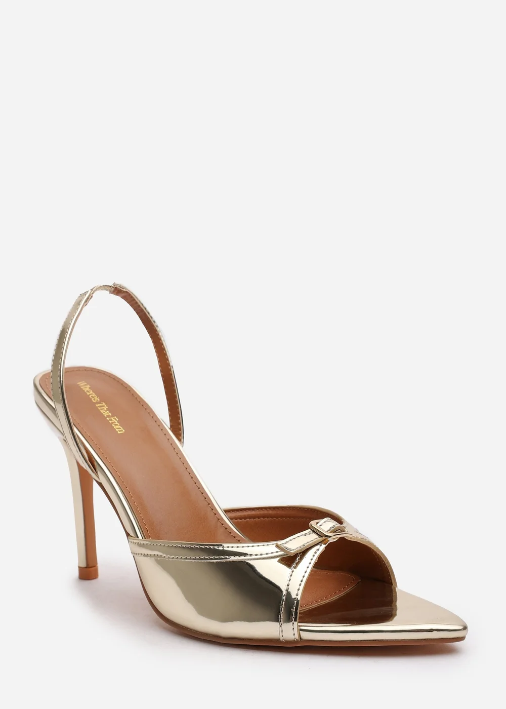 Where's That From Odette Gold PU Wide Fit Slingback Heels - 3 Image 3