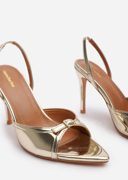 Where's That From Odette Gold PU Wide Fit Slingback Heels - 3 Image 5