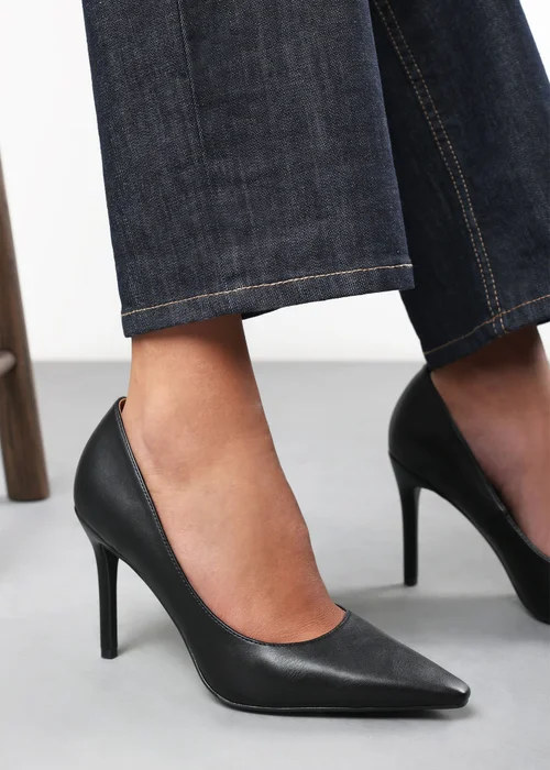 Where's That From Mireille Black PU Wide-Fit Stiletto Heels - 4 Image 6