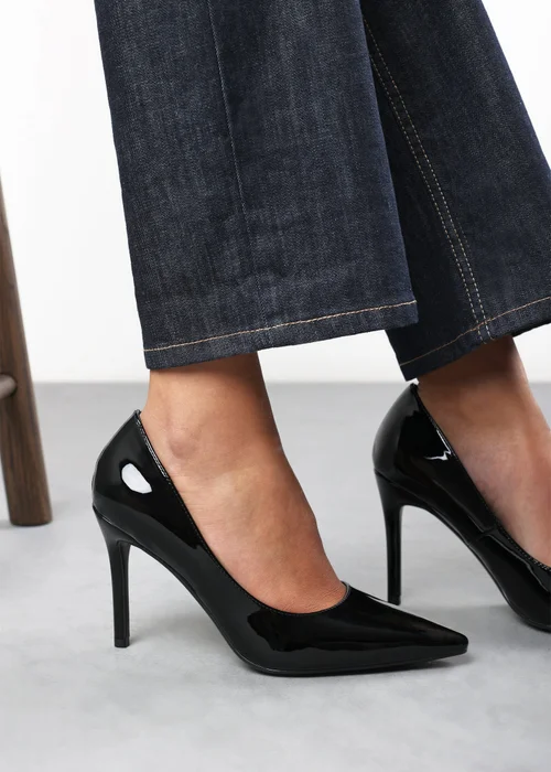 Where's That From Mireille Black Patent Wide-Fit Stiletto Heels - Size 8 Image 1