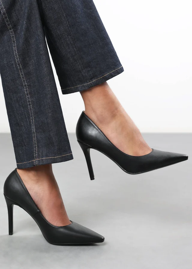 Where's That From Mireille Black PU Stiletto Heels