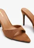 Where's That From Indira Cognac Suede Peep Toe Stiletto Mules - Size 4 Image 5