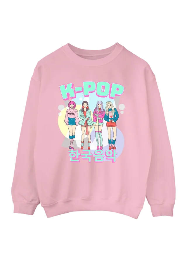 Ada & Ted Brands In K-Pop Girl Band Girls Pink Graphic Sweatshirt (3-13 Years)