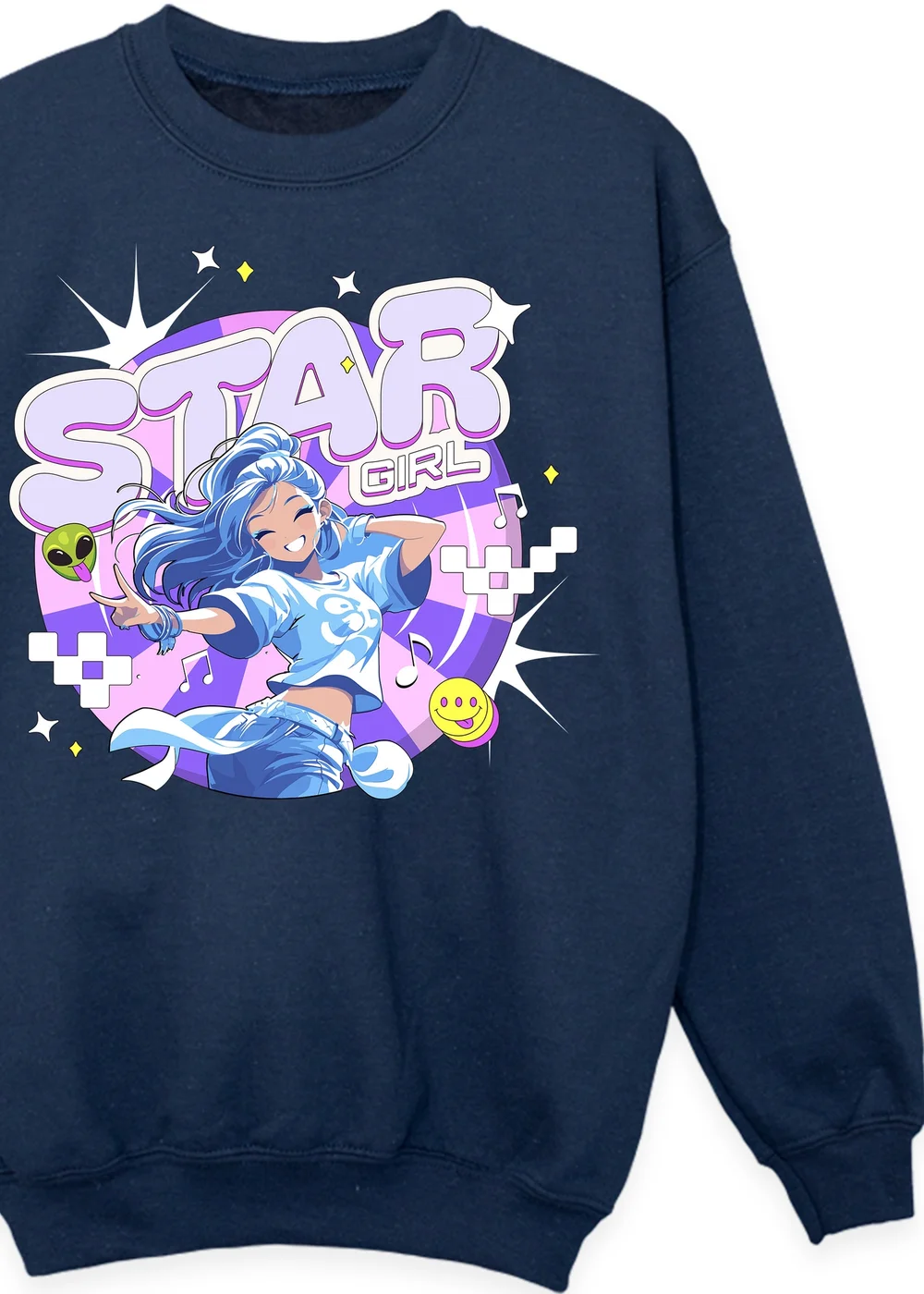 Ada & Ted K-Pop Star Girl Girls Navy Blue Graphic Sweatshirt (3-13 Years) - 12-13 yrs Image 2