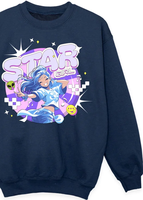 Ada & Ted K-Pop Star Girl Girls Navy Blue Graphic Sweatshirt (3-13 Years) - 12-13 yrs Image 2