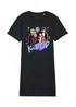 Spiral Galaxy K-Pop Boy Band Women Black Graphic Nightdress - L Image 1