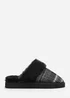 Wheres That From Inaya Black Plaid Faux Fur Mule Slippers - Size 6 Image 2