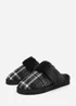 Wheres That From Inaya Black Plaid Faux Fur Mule Slippers - Size 6 Image 3