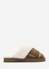 Wheres That From Inaya Yellow Plaid Faux Fur Mule Slippers - Size 4 Image 2