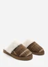Wheres That From Inaya Yellow Plaid Faux Fur Mule Slippers - Size 4 Image 4