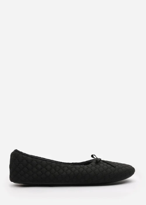 Where's That From Sorelle Black Quilted Ballet Slipper With Bow - 7 Image 1