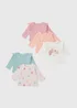 5 Pack Baby Multicolour Flower Tops (Newbron-23mths) - Age 6 - 9 Months Image 1