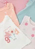 5 Pack Baby Multicolour Flower Tops (Newbron-23mths) - Age 6 - 9 Months Image 2