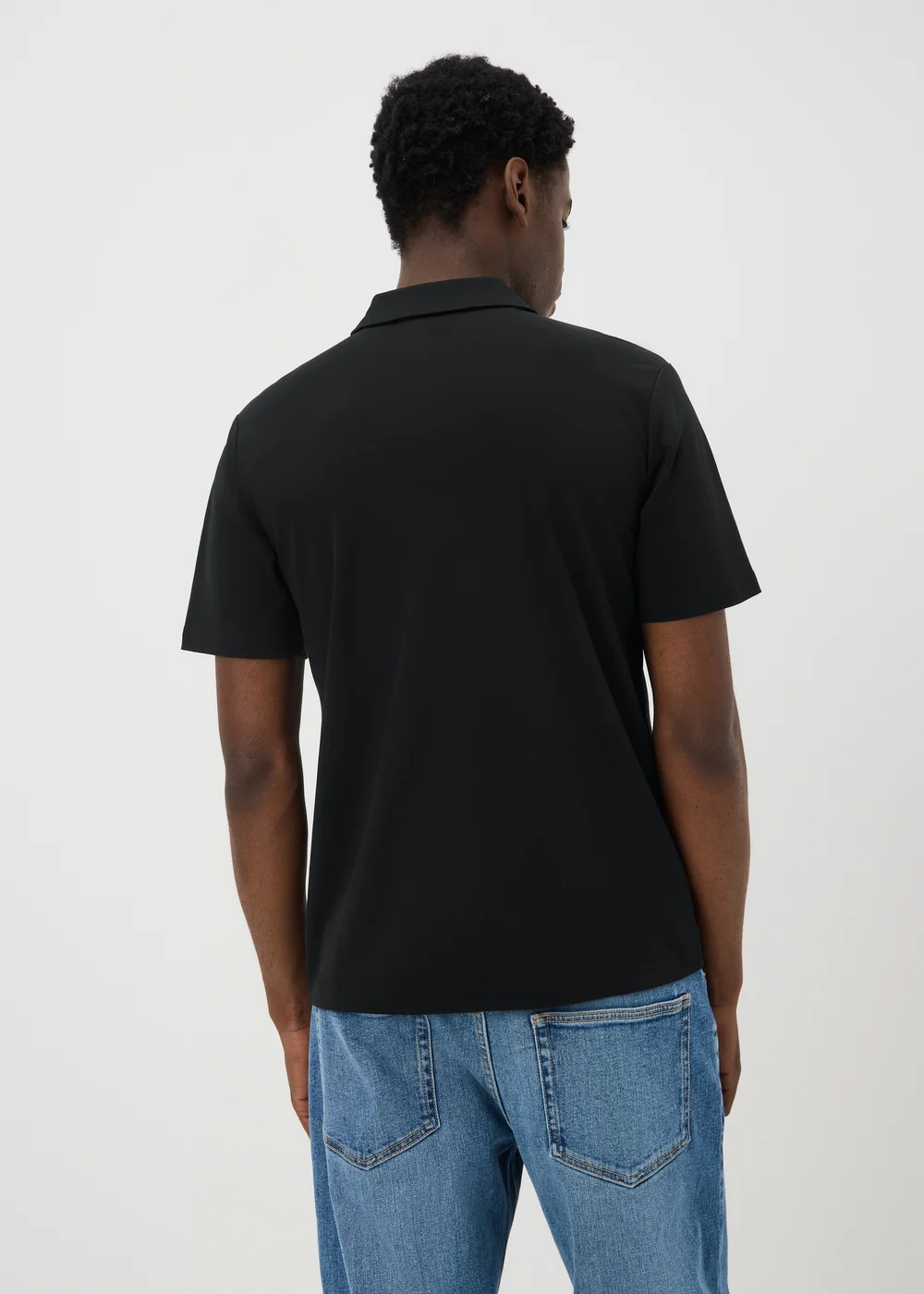 Black Smart Soft Touch Cotton Zip Polo Shirt - S Image 2