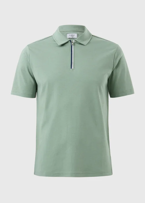 Green Smart Soft Touch Cotton Zip Polo Shirt - XL Image 4