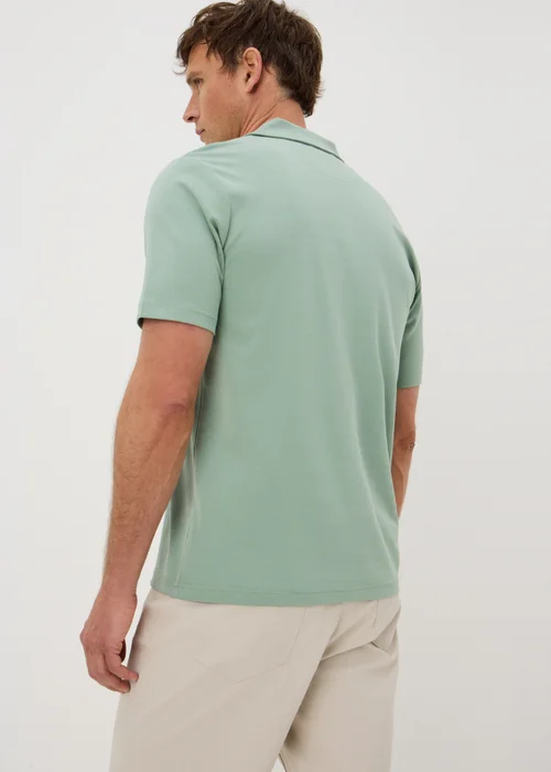 Green Smart Soft Touch Cotton Zip Polo Shirt - XL Image 3