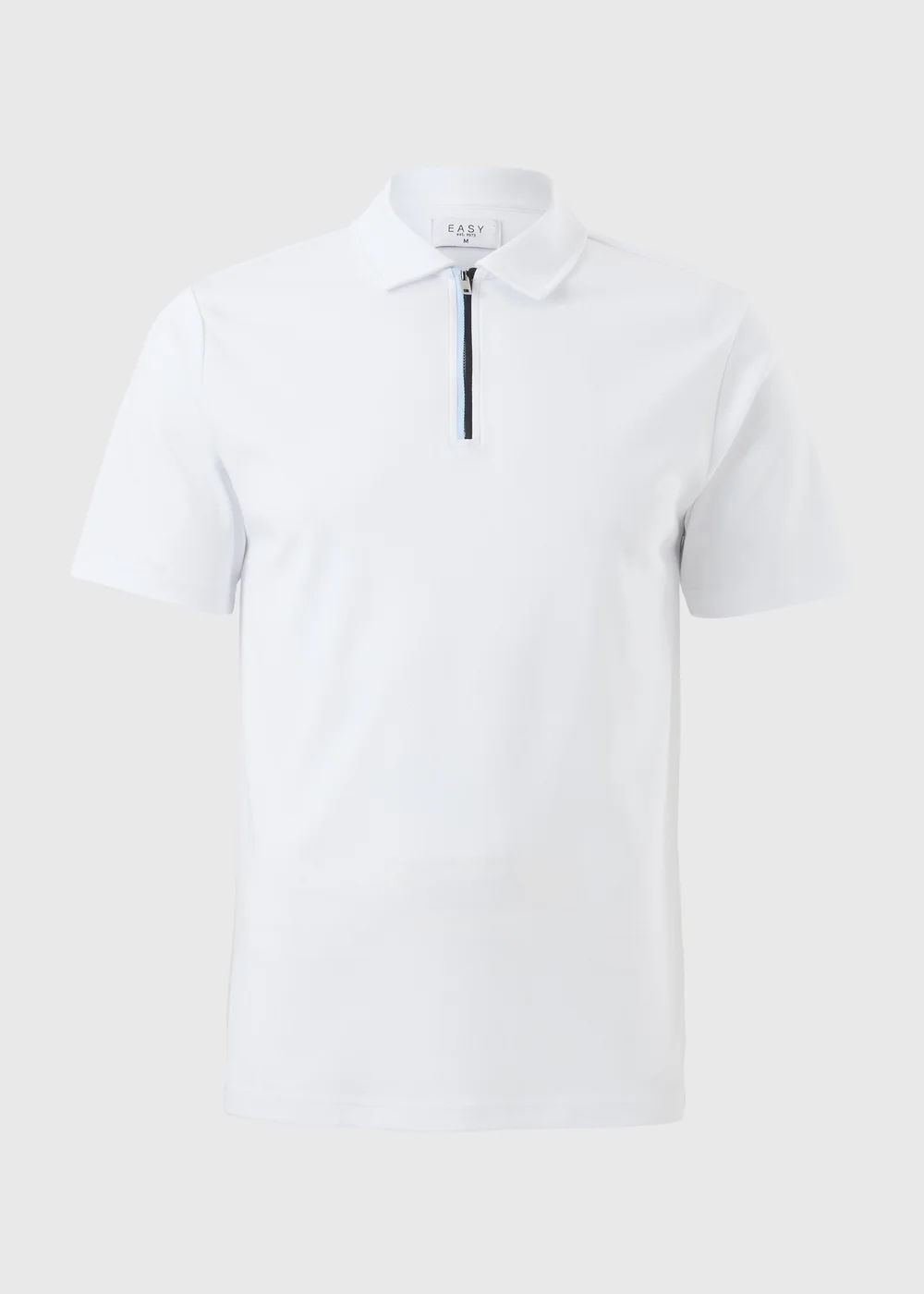 White Smart Soft Touch Cotton Zip Polo Shirt - L Image 4