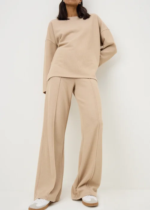 Oatmeal Soft Touch Co-ord Trousers - Size 16 29 leg Image 1