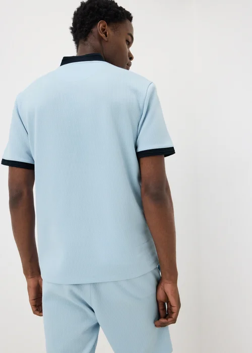 Light Blue Textured Co Ord Polo Shirt - S Image 3