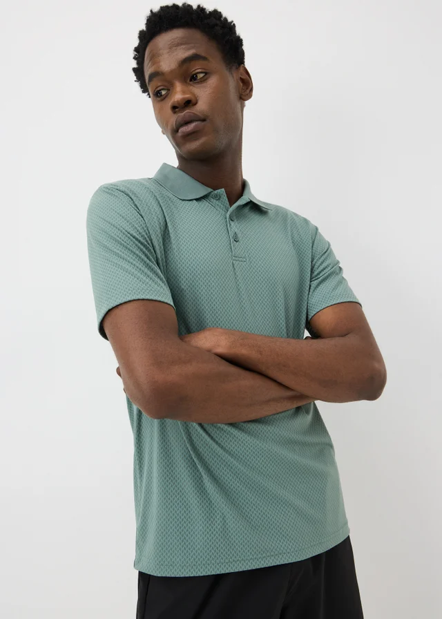 Souluxe Green Textured Golf Polo Shirt