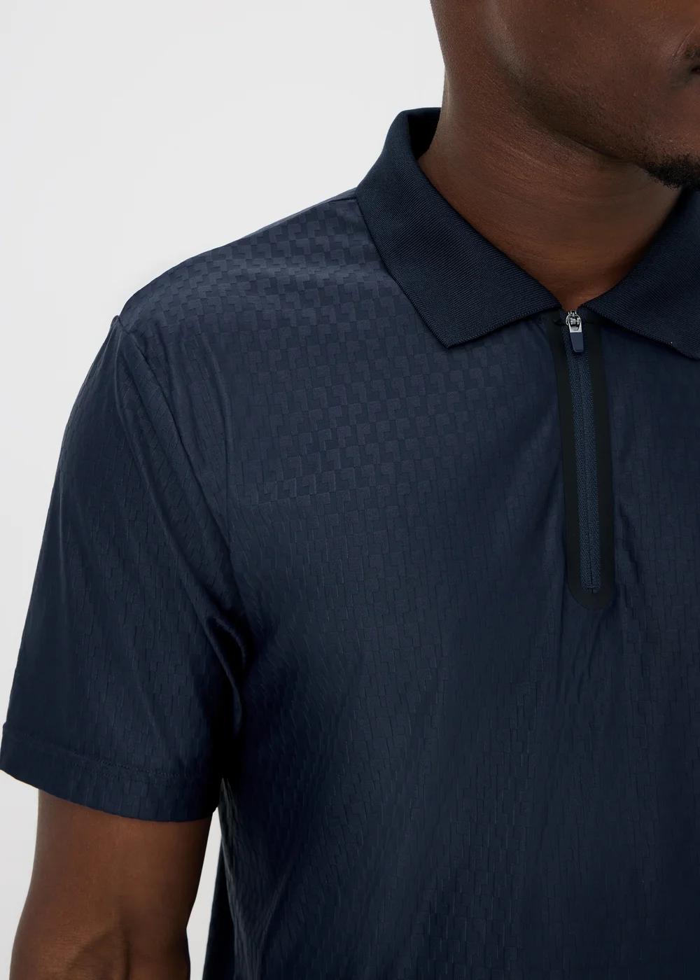 Souluxe Navy Textured Golf Polo Shirt - S Image 3
