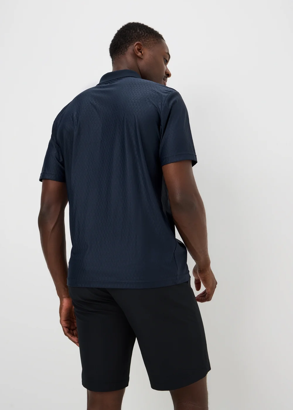 Souluxe Navy Textured Golf Polo Shirt - S Image 2