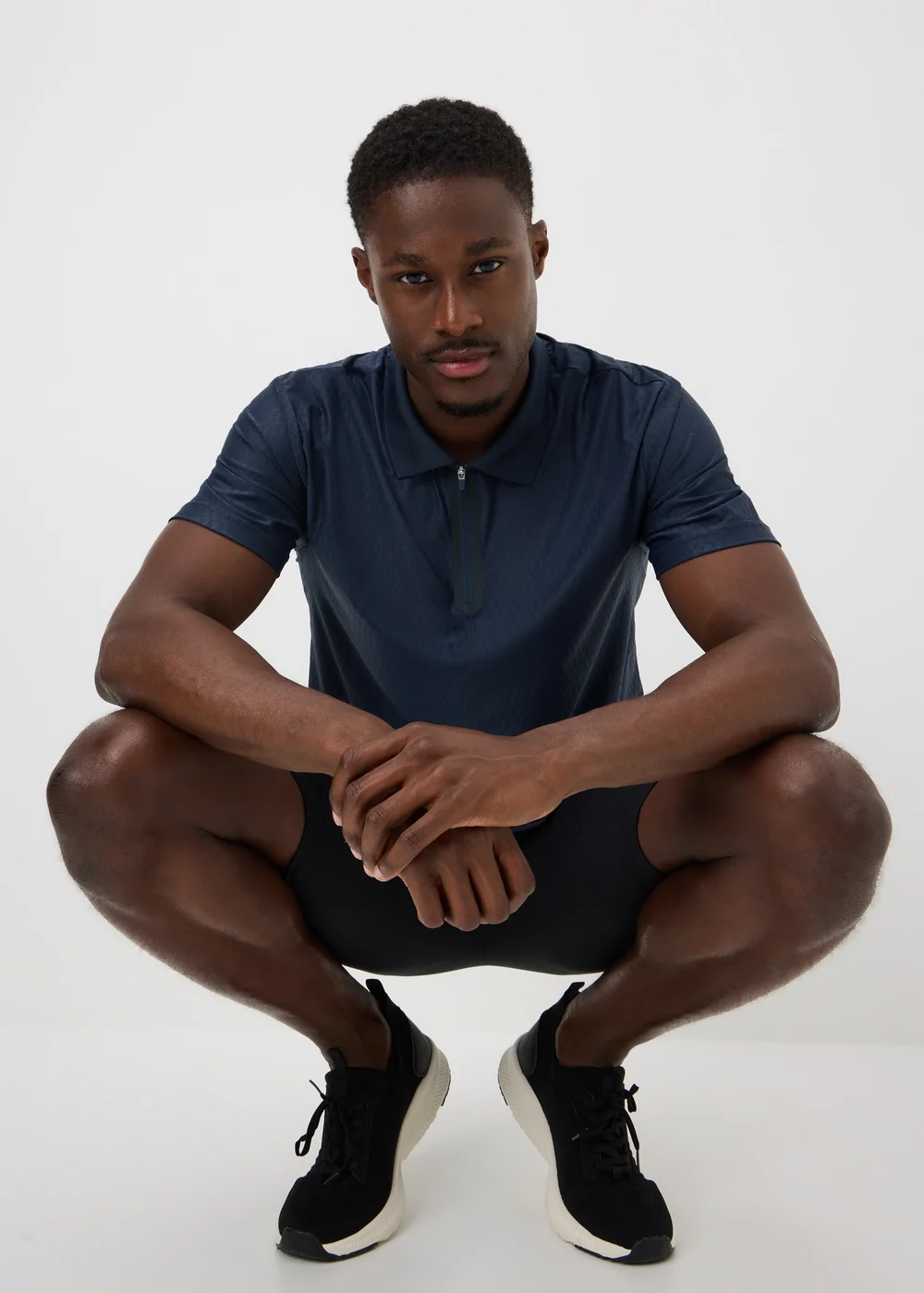 Souluxe Navy Textured Golf Polo Shirt - S Image 1